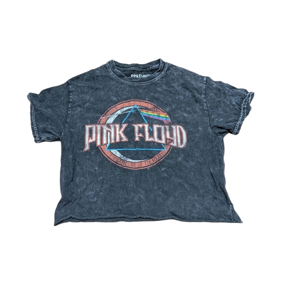 Pink Floyd Tops - Pink Floyd Women's Oversize Cropped Graphic Band Concert T-Shirt Black XS
